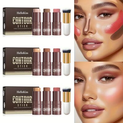 4pcs Contour Stick, Highlighter Stick, Blush Stick 4pcs Crea