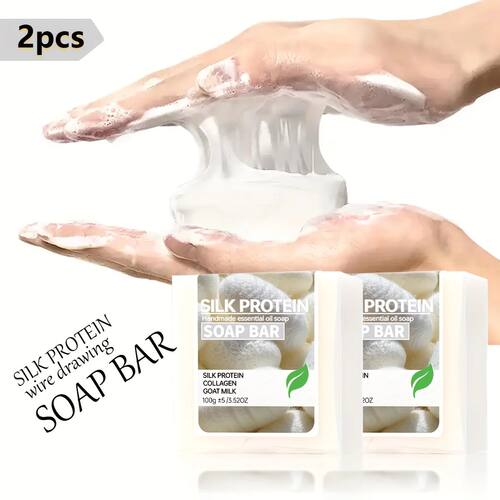 2Pcs/Silk Protein Drawing Soap Goat Milk Moisturizing Cleans
