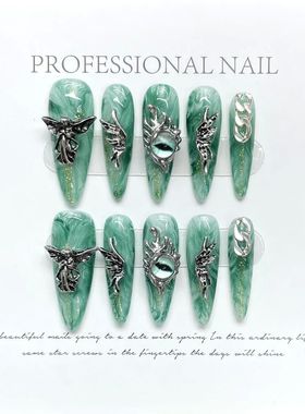 Handmade Y2k Luxury Press on Nails Long Stiletto Angle Eye D