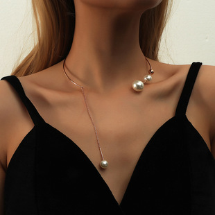 Elegant Big White Imitation Pearl Choker Necklace  Clavicle