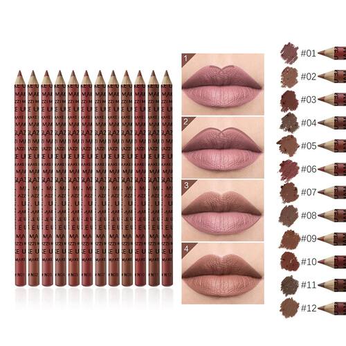 12 Colors Lipliner Pencil Set Lip Liner Velvet Matte Lipstic