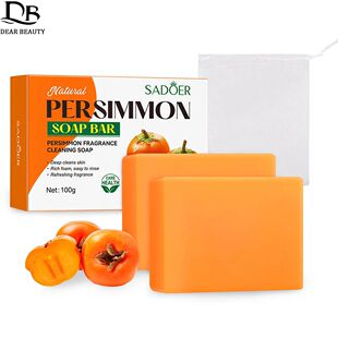 1/2PCS Persimmon Cleansing Soap Bar With Foaming Net Body Ca