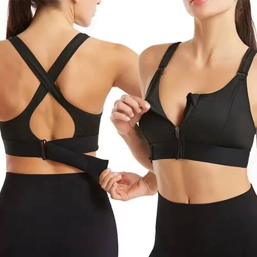 Sports Bras For Women Front Zipper Strap Shockproof Elastic