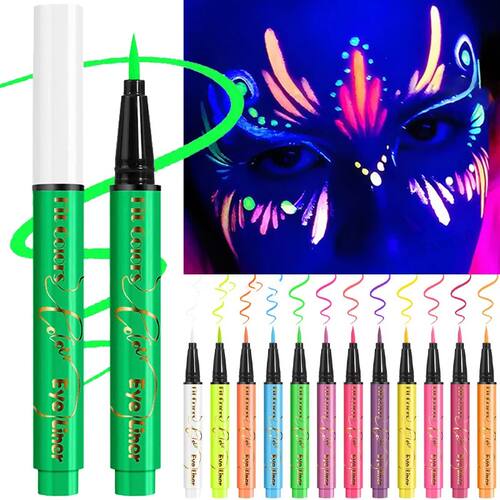 UV Fluorescent Glow Liquid Eyeliner Pen Waterproof Face Colo