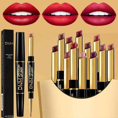 Double-ended Non-stick Cup Long Lasting Lipstick Lip Liner H
