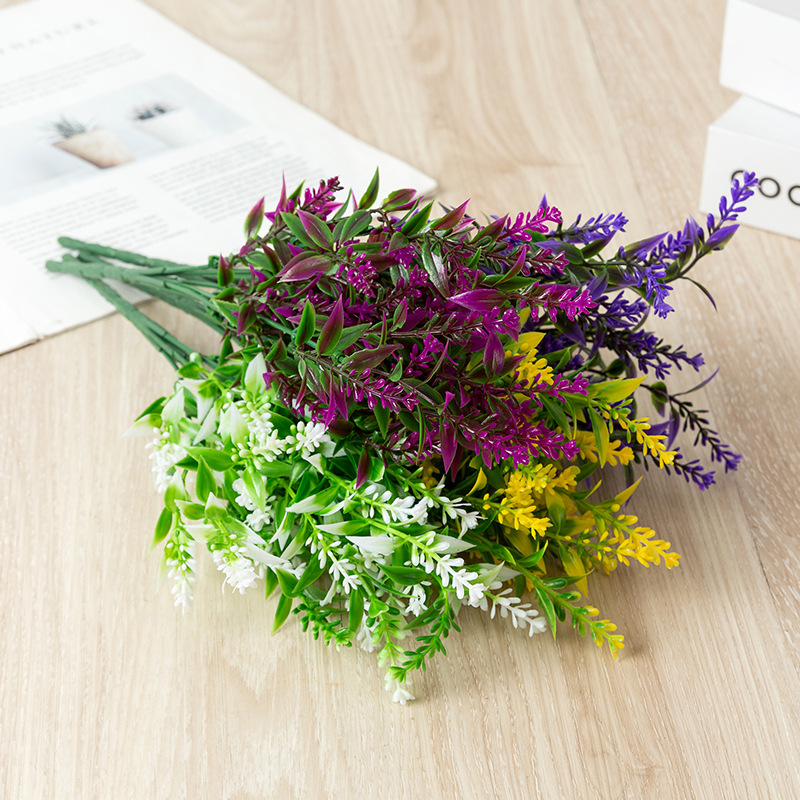 仿真塑料薰衣草七叉相思草餐厅客厅隔断阳台栅栏插花配草装饰摆设