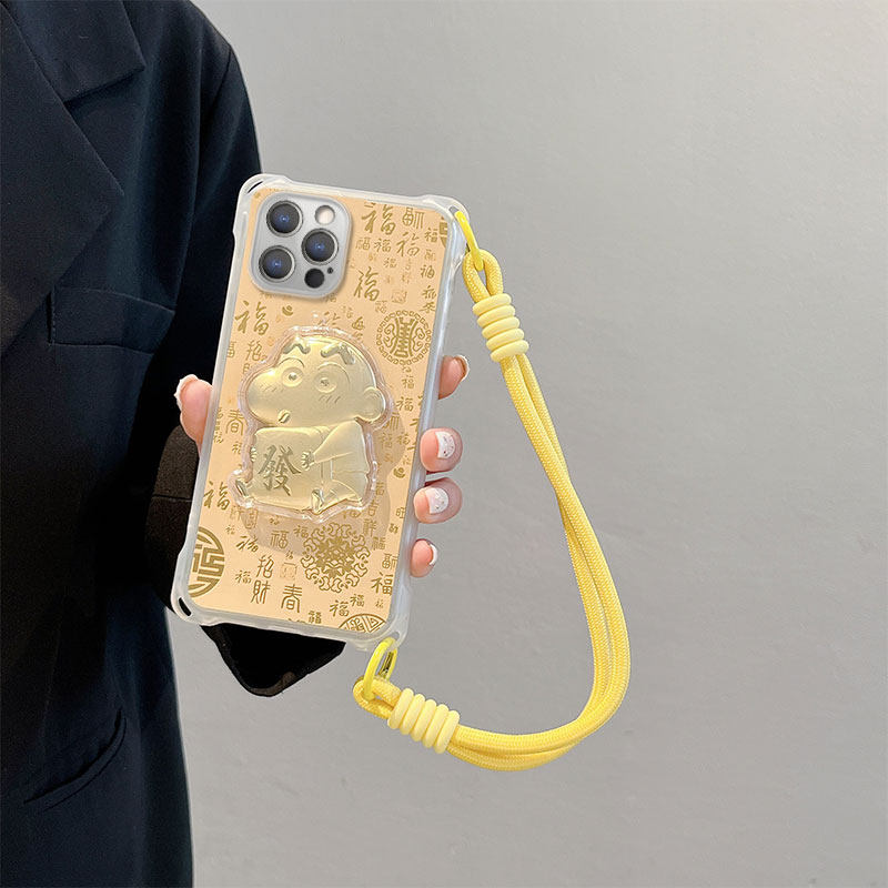 新年发财适用iPhone苹果12pro手机壳12promax金泊A2408四角挂绳卡通可爱立体保护套发财小新浮雕马年少女情侣,3C数码配件,手机保护套/壳,淘宝优惠券,粉丝福利购,淘宝优惠卷