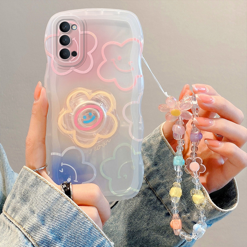 适用于OPPO Reno4手机壳日韩女生opop reno4pro个性小清新0ppo reno4se保护套ins风时尚手链reni4se可爱支架