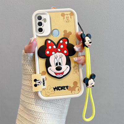 适用oppoa33 2020手机壳卡通可爱oppoa53 2020版皮纹公仔米奇动漫图案立体趣味外壳