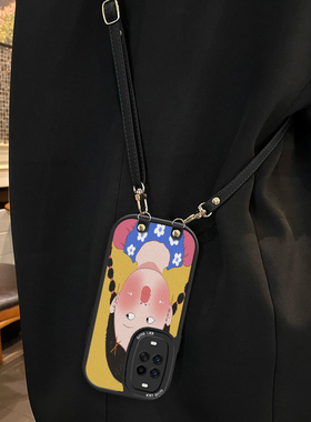 蜡笔小新适用华为novaY70手机壳斜跨挂绳novaY70Plus  全包潮ins少女卡通图案可爱保护壳