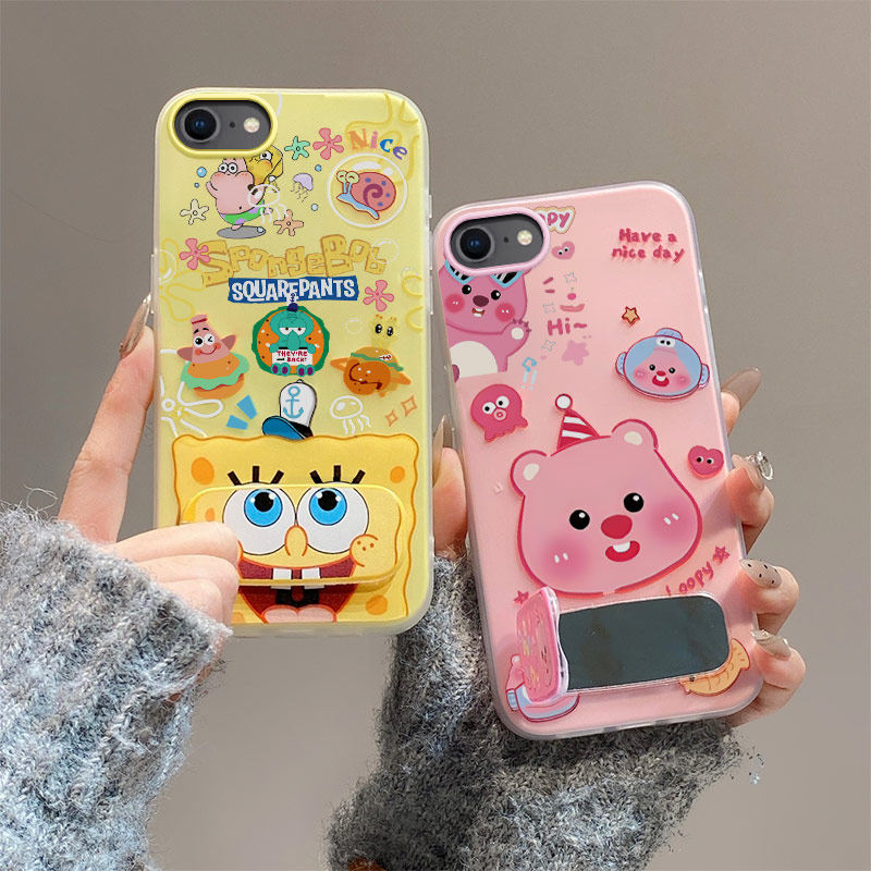卡通可爱适用iPhone苹果8手机壳7潮少女A1863小清新ins爱疯8保护套镜子防摔支架果冻壳ip潮全包时尚超薄