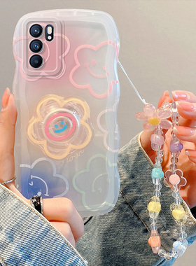 适用于OPPO Reno6手机壳新潮可爱女opop reno6pro+个性软壳0ppo reno6pro保护套ins风学生简约reni6手链支架