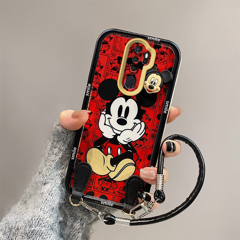 米奇库洛米适用oppoA11手机壳A52020/A92020/A11x硅胶PCHM10学生网红潮潮少女全包边日韩一体手绳保护套全包