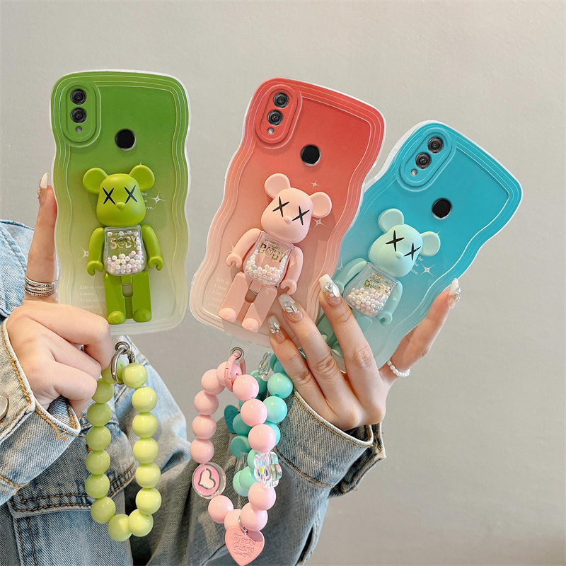 适用华为荣耀8x手机壳日韩可爱女honor8x个性渐变高级感ry8x硅胶学生。畅玩8x保护套ins风潮牌暴力熊jsn-al00