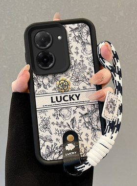 适用小米Pococ71手机壳小咪 pococ71山茶花小迷pococ7l。学生女创意小羊皮潮流保护套可爱磨砂手绳超薄防摔潮