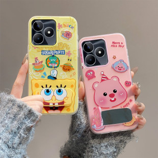 卡通可爱适用realme真我C53手机壳真我C53支架 c53保护套ReaimeC53镜子Ralmec53小清新ins潮少女防摔果冻壳潮
