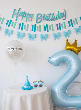 40寸大号蓝色数字气球男女孩宝宝拍照三周岁儿童生日装饰场景布置