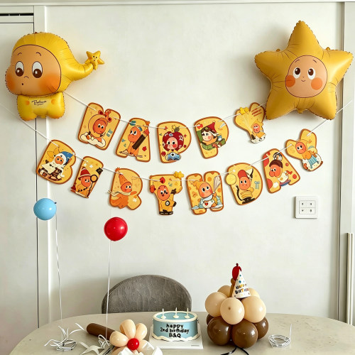 星星人生日派对铝箔气球可爱星星人卡通图案生日气球背景墙布置
