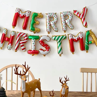 圣诞快乐铝膜字母气球拍照道具卧室网红氛围装 饰商场店铺门面布置