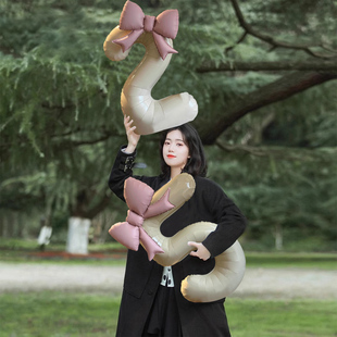 ins风粉色蝴蝶结奶油数字气球40寸女孩生日拍照道具氛围派对布置