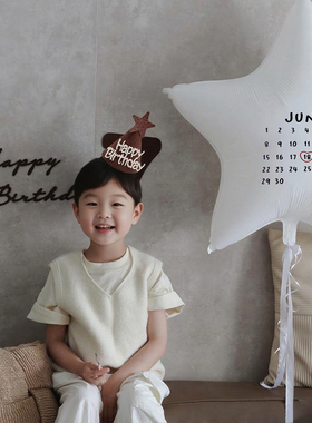 超大日历五角星儿童生日场景氛围拍照道具气球韩系装饰布置背景