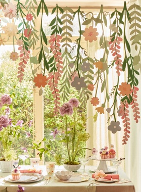 小众款花朵吊饰拉花生日周岁背景布置房间节日浪漫春季房间装饰品