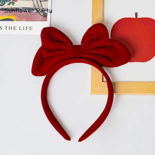 红色蝴蝶结发箍圣诞节新年派对聚会拍照道具儿童女孩春节装 扮头饰