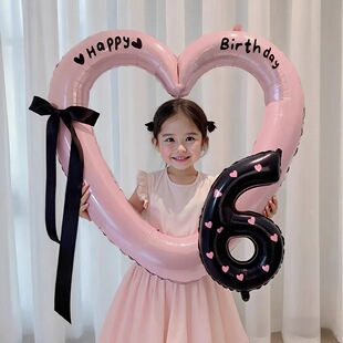 饰布置道具商场店铺拍照道具 生日ins镂空40寸大爱心铝膜气球装