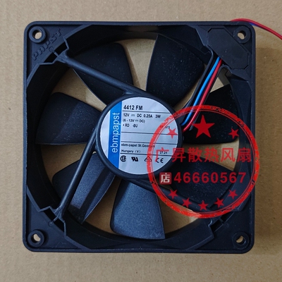 进口全新ebm 4414FM 4412FM 12V/24V 3.2W 12025静音机箱散热风扇