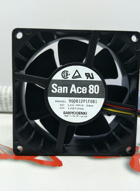 原装三洋 9G0812P1F081 12V 0.58A 8038 8CM 机箱双滚珠 散热风扇