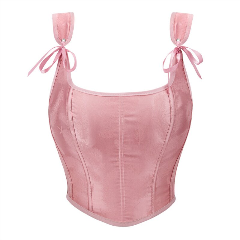 新款藕粉色宫廷马甲托胸女士上衣束腰美体宫廷塑身衣 corset