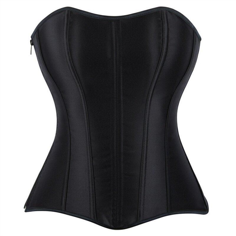 2025新款黑色拉链色丁面料美体收腰宫廷塑身上衣Corset
