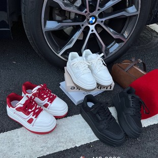 5cm厚底真皮小白鞋女百搭2025新款复古擦色运动休闲女鞋增高板鞋