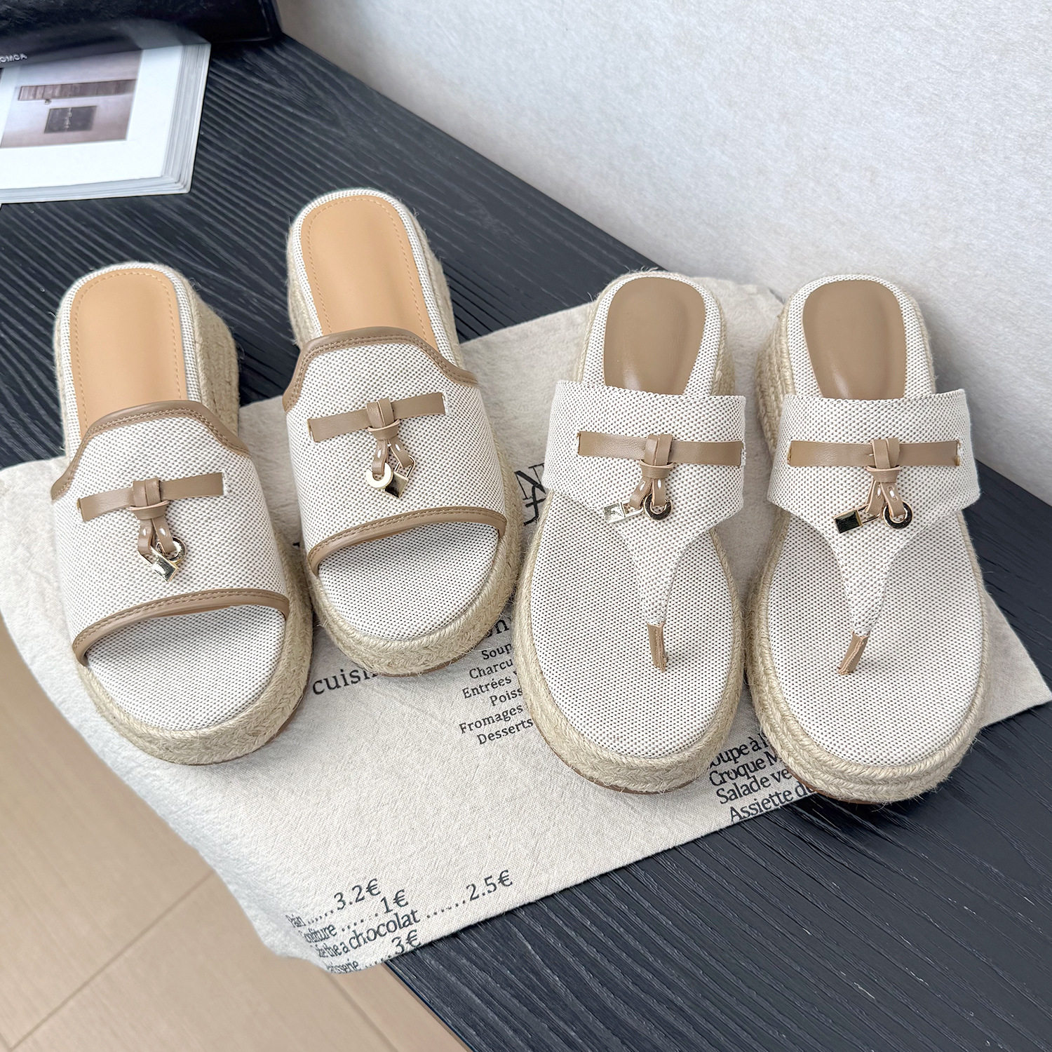 6cm增高复古厚底一字拖女夏款