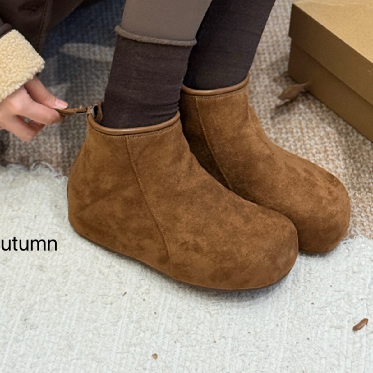 真皮复古内增高加绒勃肯鞋女款