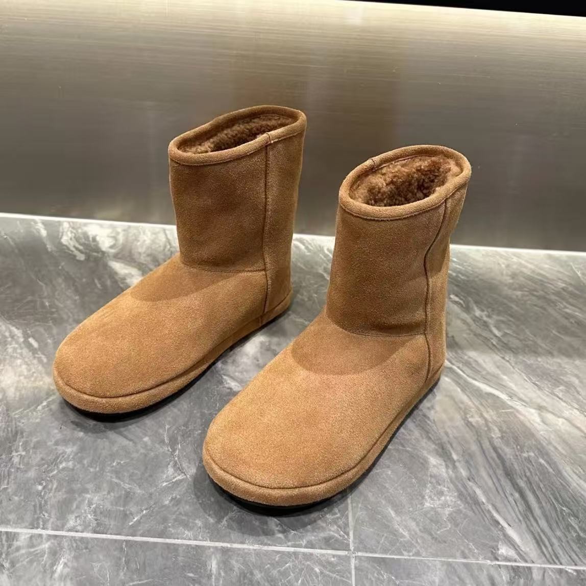 5CM内增高磨砂牛皮加绒雪地靴