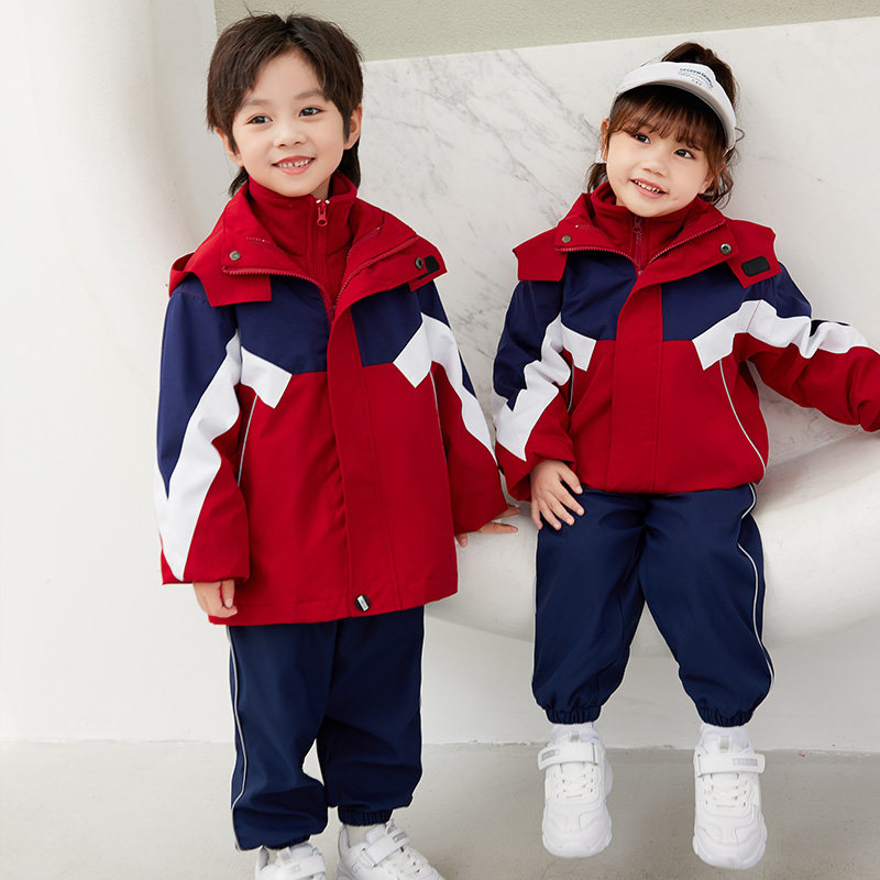 儿童班服统一定制中小学生校服秋冬冲锋衣三件套幼儿园园服春秋装图片