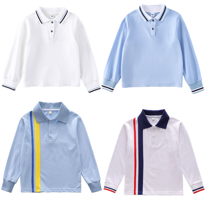 幼儿园园服夏季中小学生校服polo衫短袖白色班服长袖儿童纯棉T恤