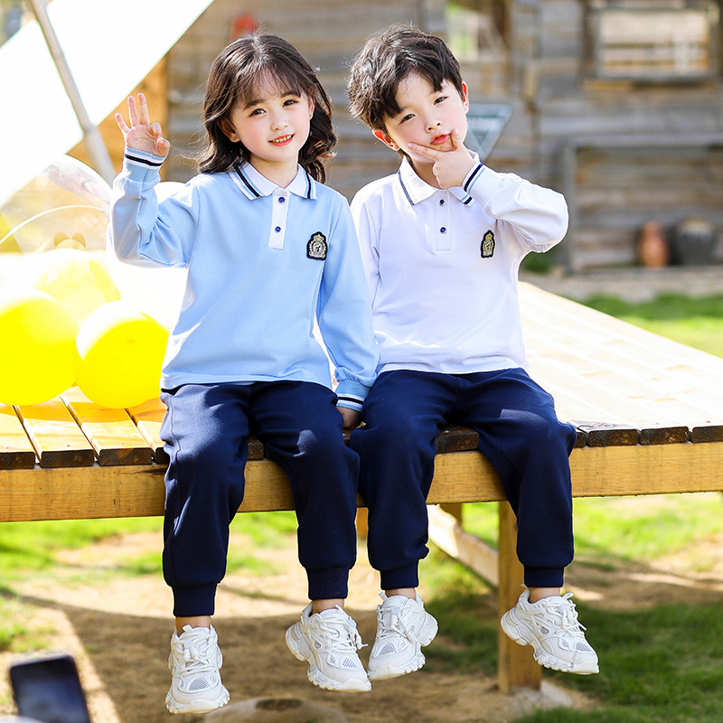 秋季学生校服内搭Polo衫大童长袖纯棉班服T恤春秋幼儿园教师园服t
