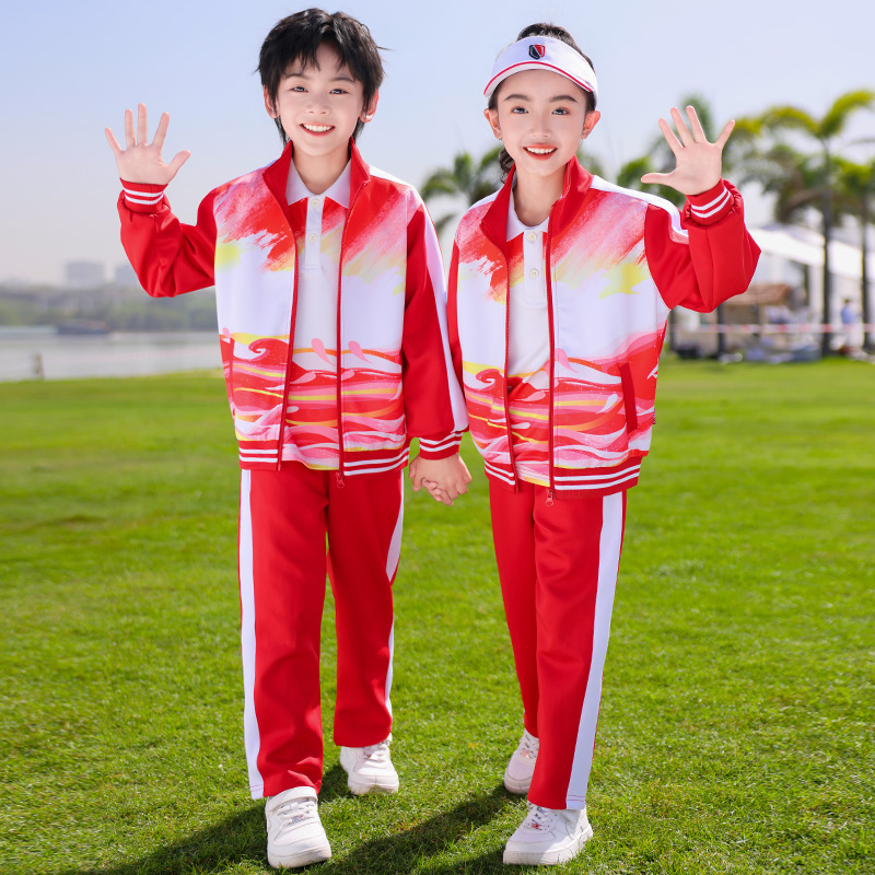 国庆儿童啦啦队演出服小学生合唱爱国服装运动会升旗仪式班服红色