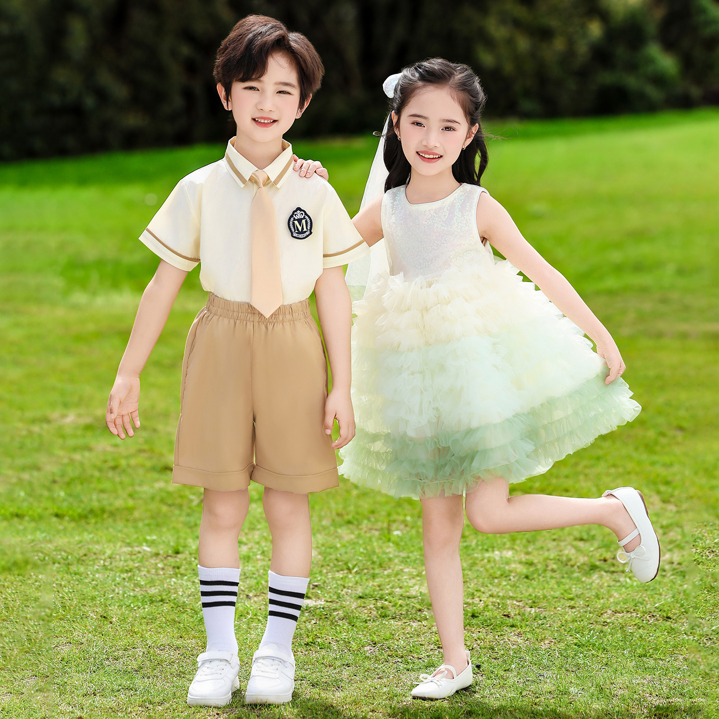 幼儿园新夏季百搭款班服六一合唱演出儿童校园运动会集体表演套装