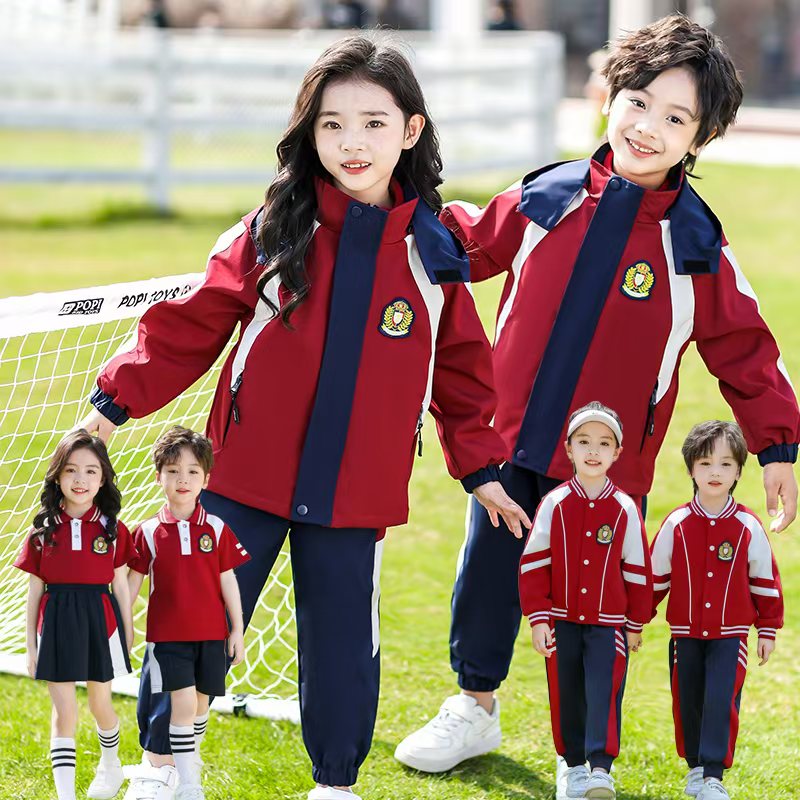 幼儿园园服冲锋衣三件套小学生校服春秋冬款班服套装一年级棒球服