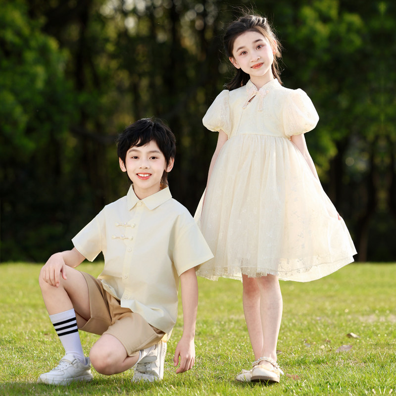 儿童合唱表演服女童连衣裙小学生班服幼儿园服毕业服装夏季演出服