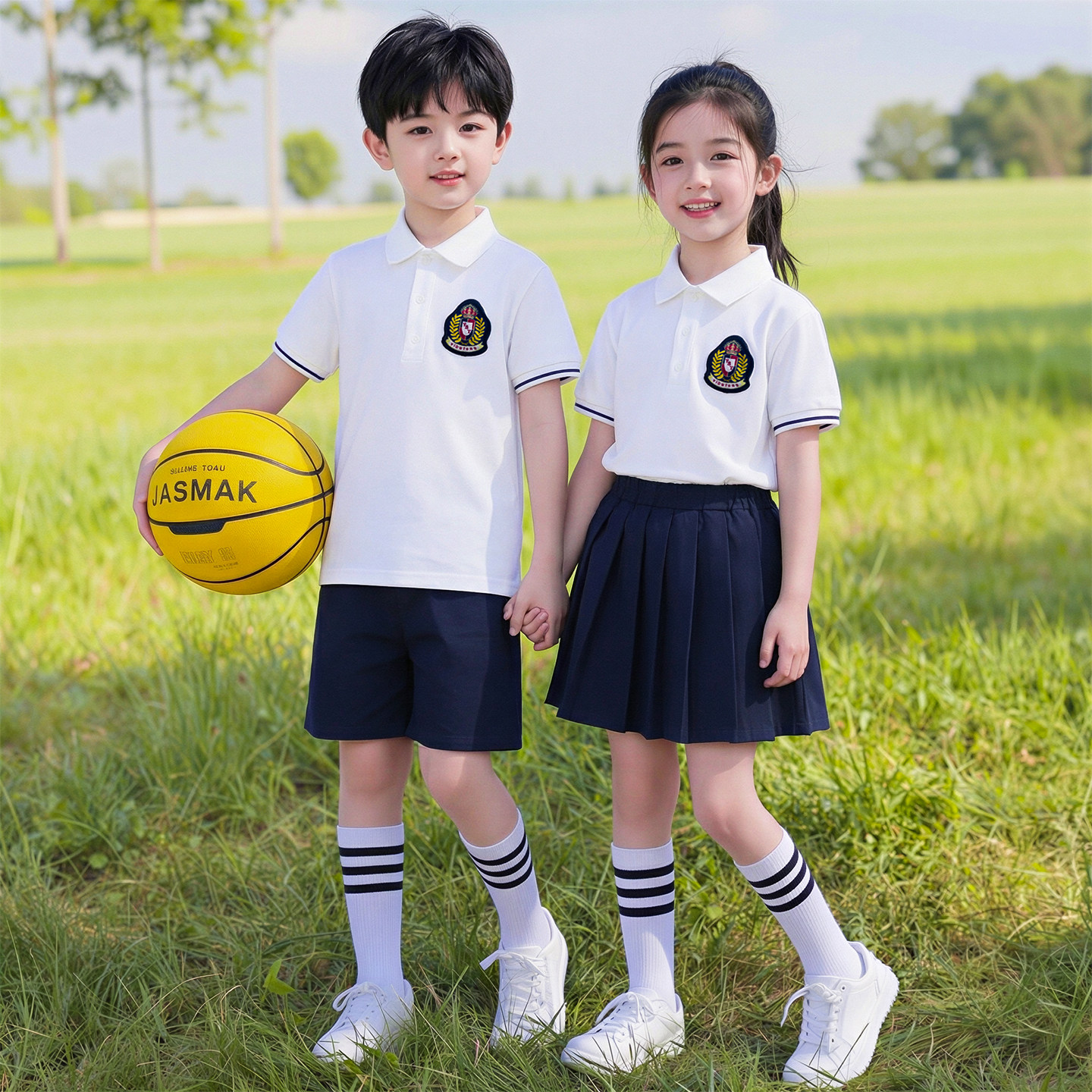 幼儿园园服夏装新款Polo衫运动套装运动风小学生校服儿童大班班服