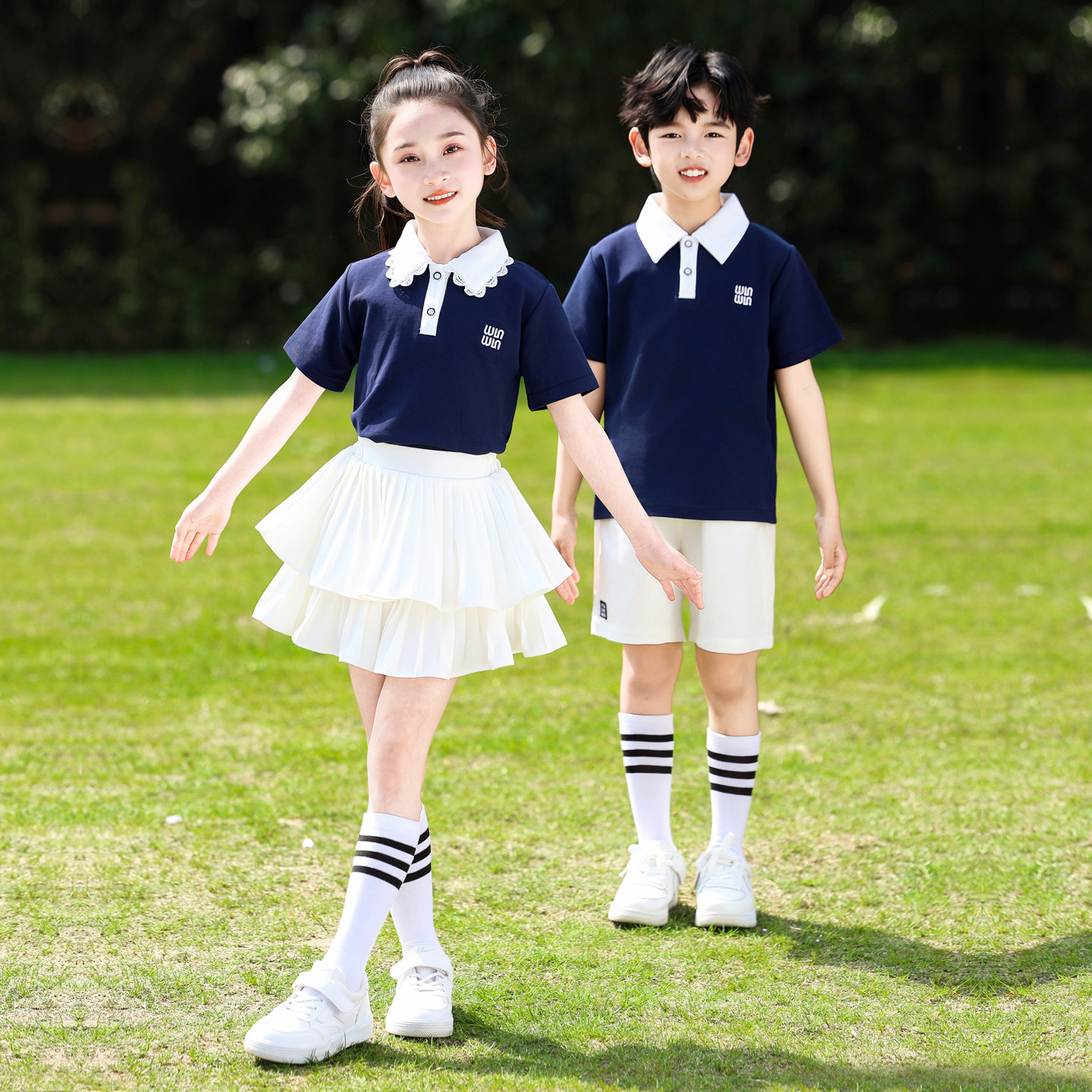小学生校服夏装英伦学院风纯棉儿童班服夏季套装幼儿园园服毕业服
