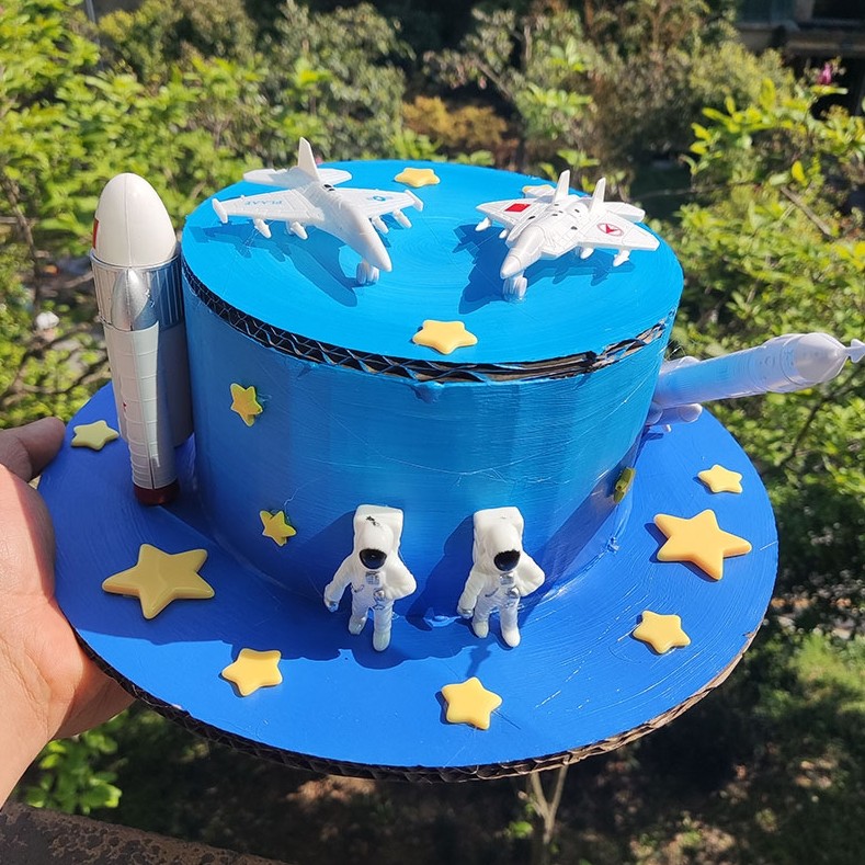 半成品装扮瓦楞硬纸板航天中国梦帽子儿童材料包手工diy创意美术