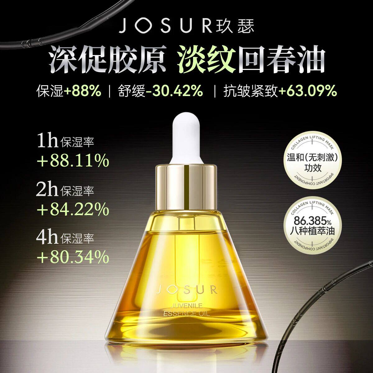 玖瑟抗皱+紧致+舒缓+保湿以饱满提拉双醇胶原赋能紧致幼态精华油
