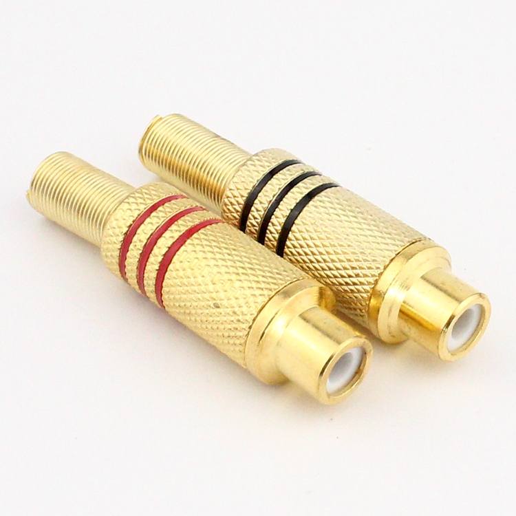 金属镀金大莲花母插头焊接式莲花母头AV母插头大号镀金RCA母插头