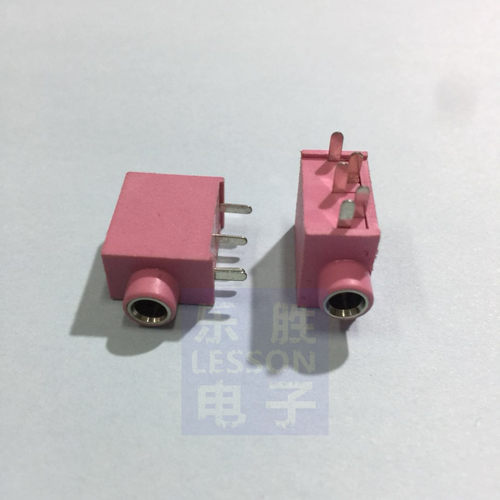 PJ-325 粉色 PJ325 3.5MM 五脚音频插座 耳机插座 双声道立体声