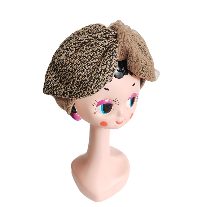 发带日本针织蝴蝶结网纱拼接